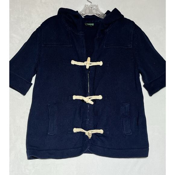 Ralph Lauren Jeans Co Cardigan Sweater Womens Medium Navy Wooden Toggle Hooded - Picture 1 of 11